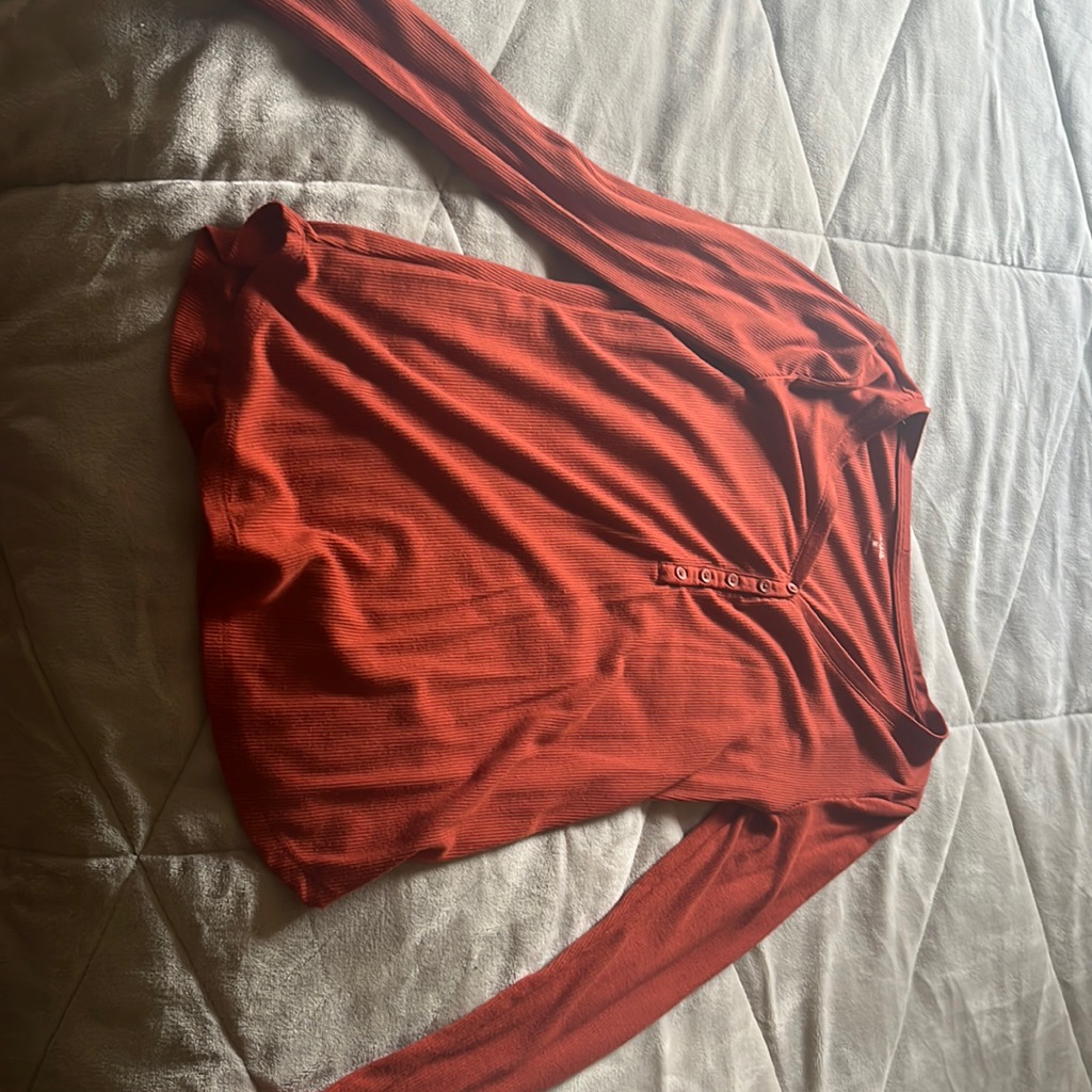 Orange Henley Button Up